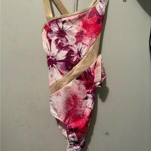 Justice Pink and Cream Floral Bodysuit